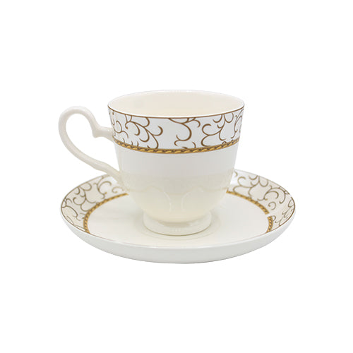 The HKB Elegance Leonardo Collection Cup &amp; Saucer Set 6 Pcs