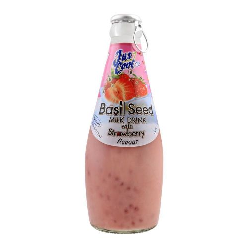 The HKB Jus Cool Basil Seed Milk Drink With Strawberry Flavour