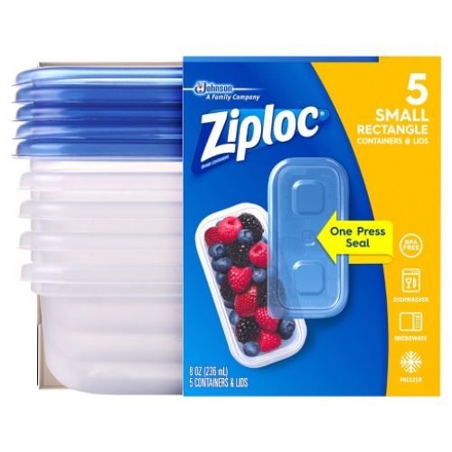 The HKB Ziploc 5 Small Rectangle Containers &amp; Lids