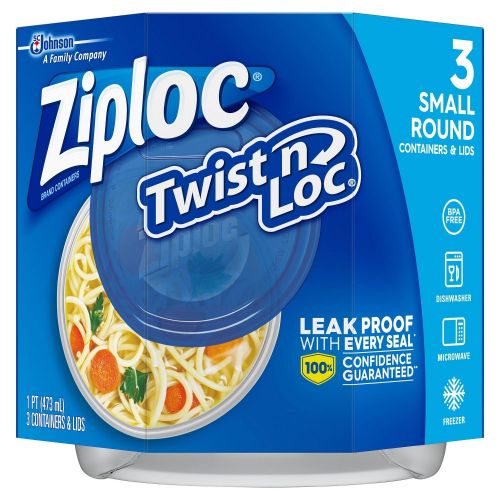 The HKB Ziploc 3 Small Round Twist n Loc Containers &amp; Lids