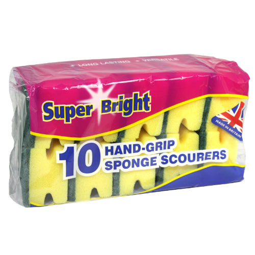 The HKB Super Bright 10 Hand Grip Sponge Scourers