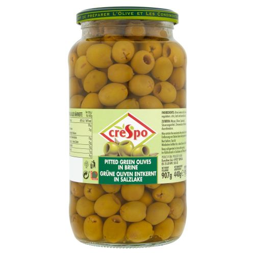 The HKB Crespo Pitted Green Olives 907 GM
