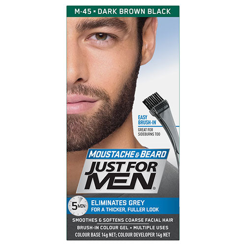 The HKB Just For Men Moustache &amp; Beard M-45 Dark Brown Black Color